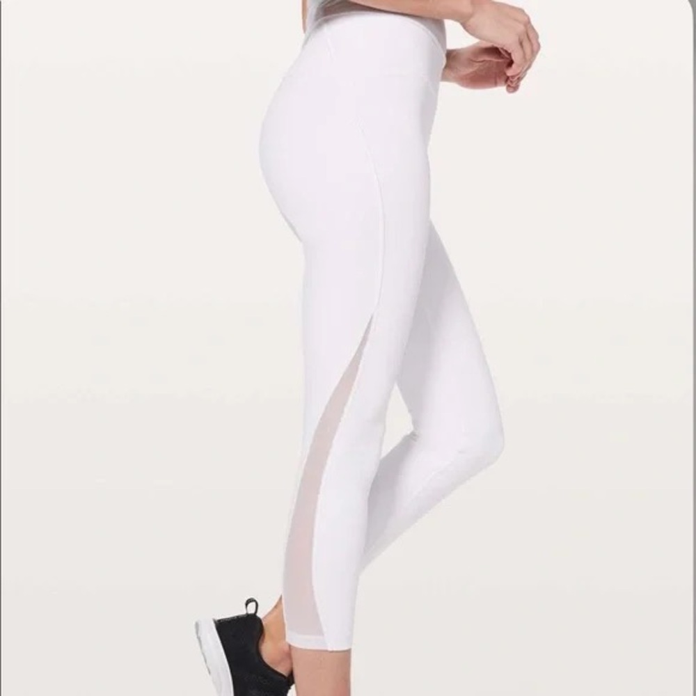 lululemon athletica White Mesh-Panel High-Waist Leggings